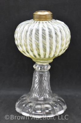 Sheldon vaseline opalescent Swirl 7" miniature lamp base - 5