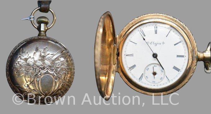 Ladies Elgin closed case gold pocket watch, winds and works