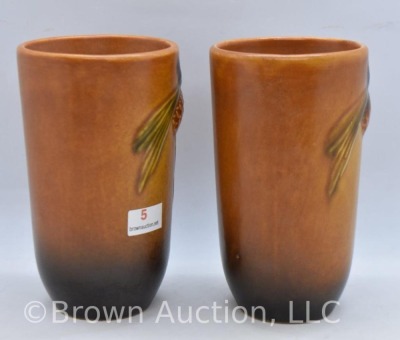 (2) Roseville Pine Cone 414-5" tumblers, brown - 2