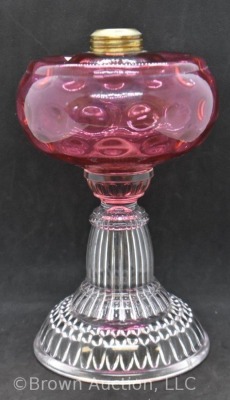 Cranberry Inverted Thumbprint 9" kerosene lamp base - 3