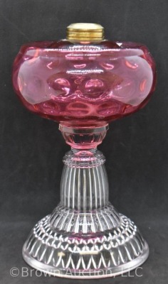 Cranberry Inverted Thumbprint 9" kerosene lamp base - 4