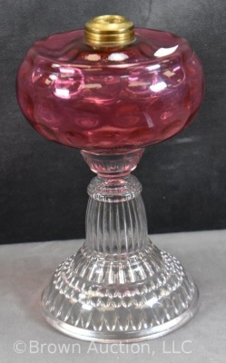 Cranberry Inverted Thumbprint 9" kerosene lamp base - 7