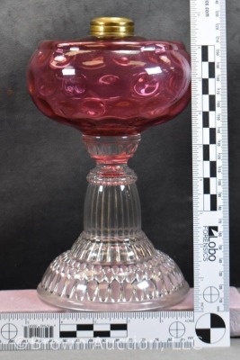 Cranberry Inverted Thumbprint 9" kerosene lamp base - 8