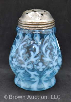 Blue opalescent Spanish Lace sugar shaker - 2