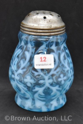 Blue opalescent Spanish Lace sugar shaker - 3