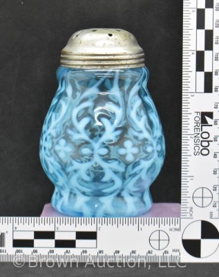 Blue opalescent Spanish Lace sugar shaker - 7