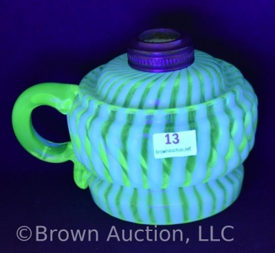 Opalescent swirl 3.5" finger loop kerosene lamp - 2