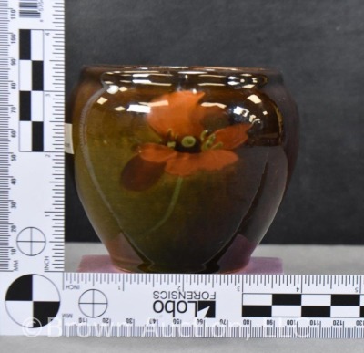 Small standard glaze bowl with handpainted poppy - 6