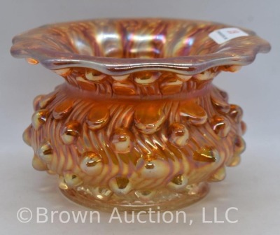 Carnival Glass Swirl Hobnail lady's spittoon, marigold - 2