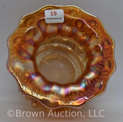 Carnival Glass Swirl Hobnail lady's spittoon, marigold - 6