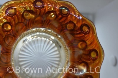 Carnival Glass Swirl Hobnail lady's spittoon, marigold - 7