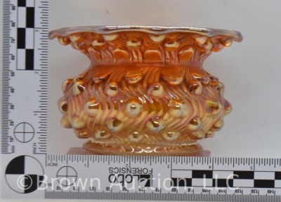 Carnival Glass Swirl Hobnail lady's spittoon, marigold - 8