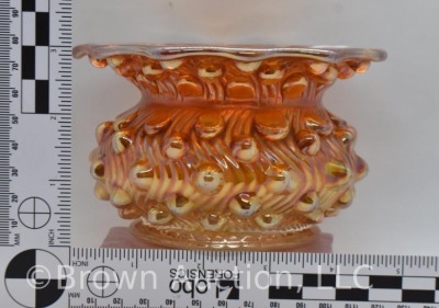 Carnival Glass Swirl Hobnail lady's spittoon, marigold - 9