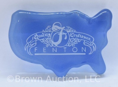 Fenton America-shaped paperweight, blue