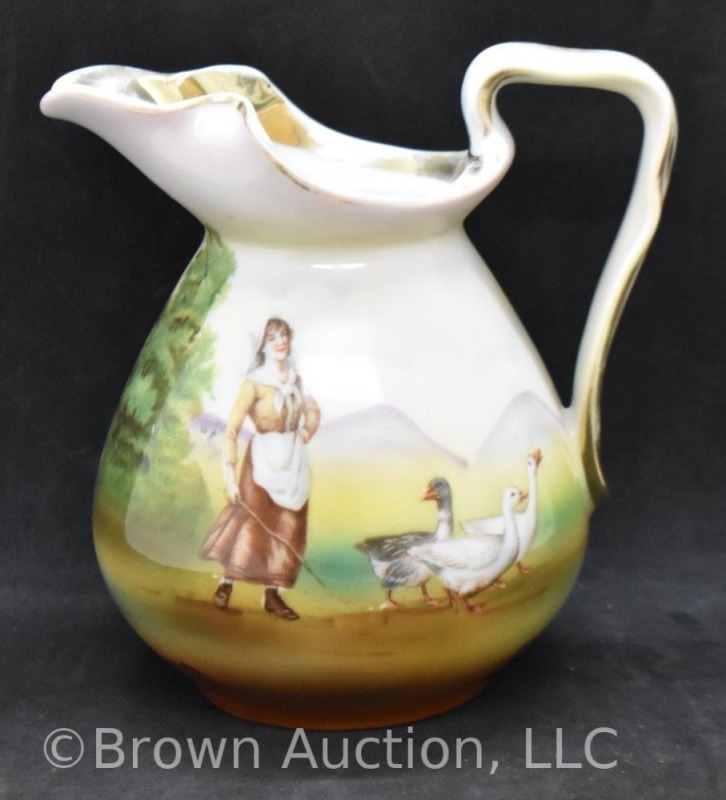 Royal Bayreuth 4.75" milk pitcher, Goose Girl