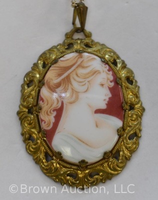 Handpainted porcelain cameo necklace - 4