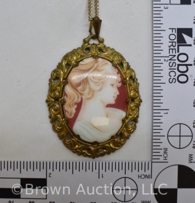 Handpainted porcelain cameo necklace - 6