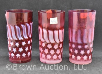 (3) Fenton cranberry Stars and Stripes tumblers - 2