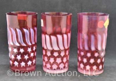 (3) Fenton cranberry Stars and Stripes tumblers - 3