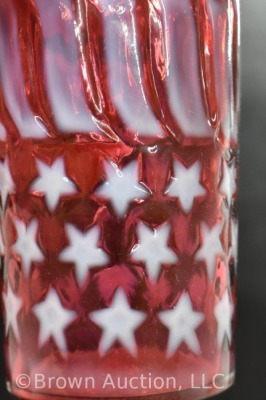 (3) Fenton cranberry Stars and Stripes tumblers - 6