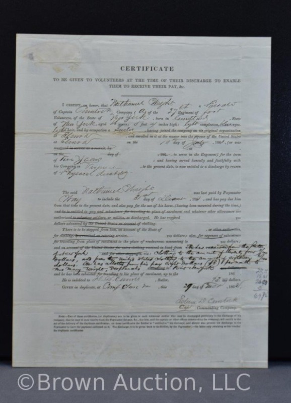 Civil War discharge certificate