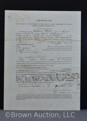 Civil War discharge certificate