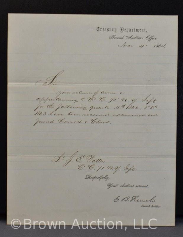 Treasury Dept. document dated Nov. 4, 1864