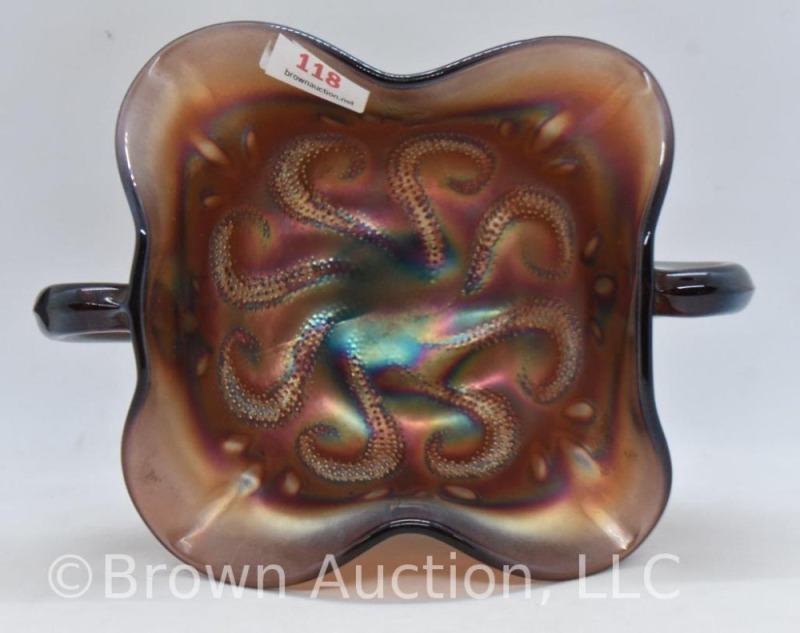 Carnival Glass Question Marks 3.5"h compote, amy.