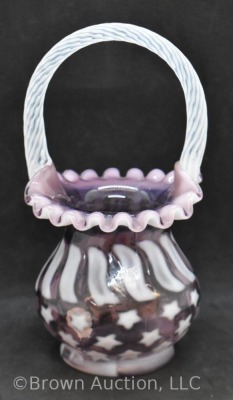 Fenton lavender opalescent Stars and Stripes basket - 2