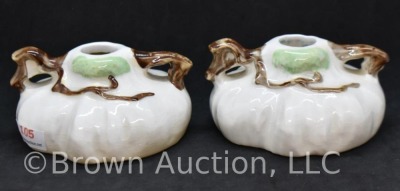 Pair of Roseville Ming Tree #551 candleholders, white