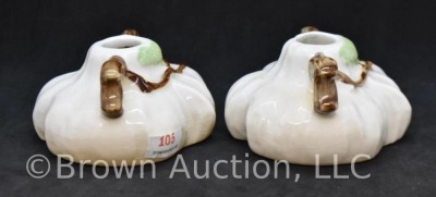 Pair of Roseville Ming Tree #551 candleholders, white - 4