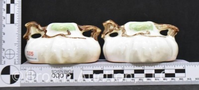 Pair of Roseville Ming Tree #551 candleholders, white - 8