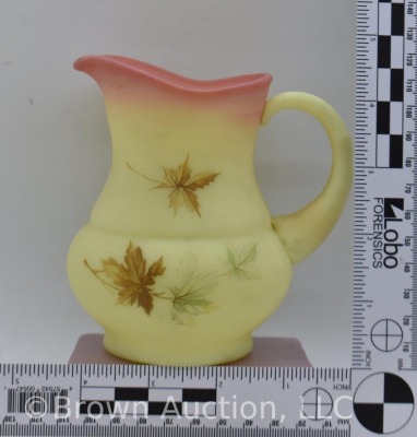 Fenton Burmese 4.5"h pitcher, handpainted Autumn Leaves - 8