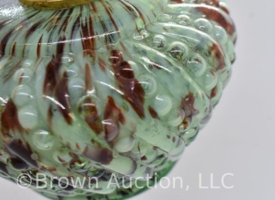 Green/ brown Spatter glass oil lamp - 5