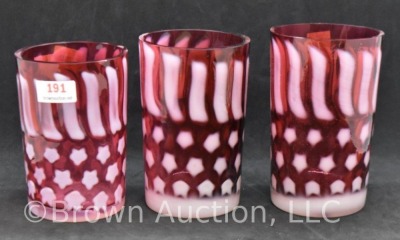 (3) Fenton cranberry Stars and Stripes tumblers