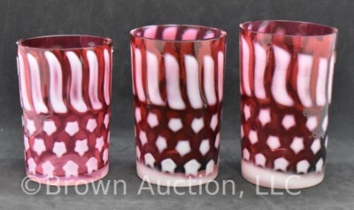 (3) Fenton cranberry Stars and Stripes tumblers - 2