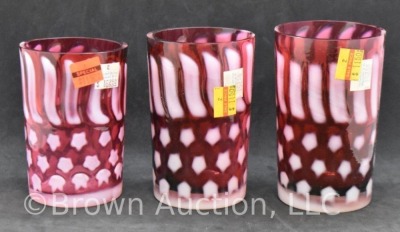 (3) Fenton cranberry Stars and Stripes tumblers - 3