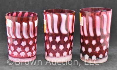 (3) Fenton cranberry Stars and Stripes tumblers - 4