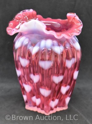 Fenton Cranberry opalescent Hearts vase - 2