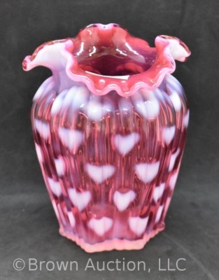 Fenton Cranberry opalescent Hearts vase - 3