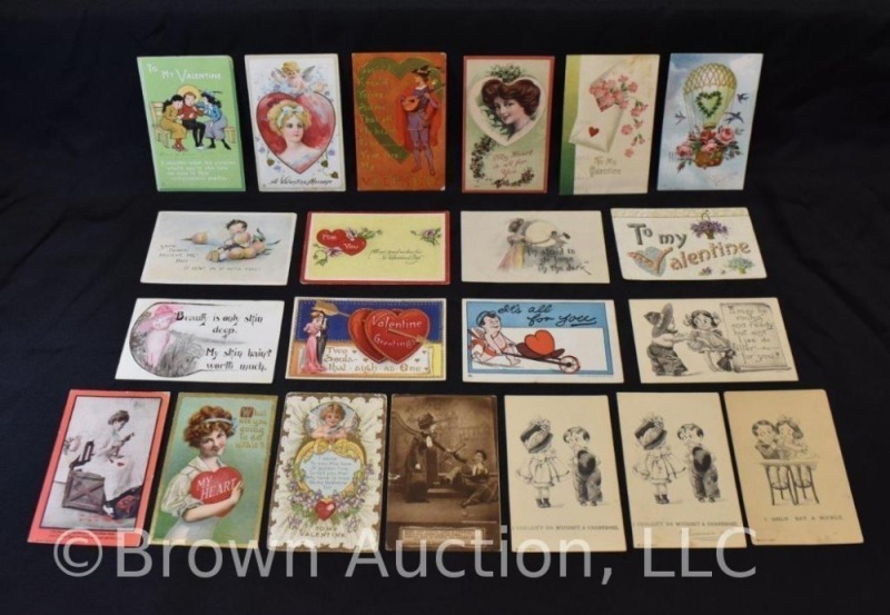 (21) Early 1900's Valentine post cards