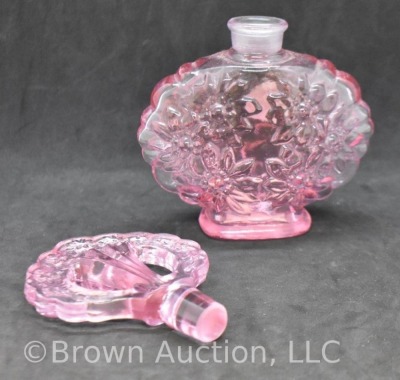 Fenton 6.5" perfume bottle with embossed floral design, lt. lavender - 5