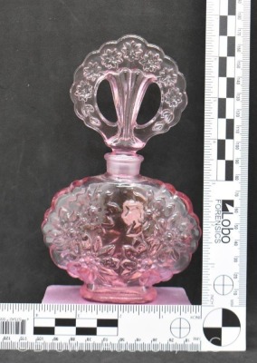 Fenton 6.5" perfume bottle with embossed floral design, lt. lavender - 7