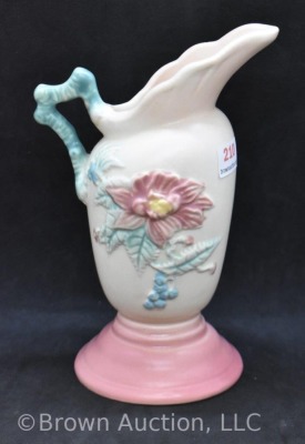 Hull Woodland W3 5.5" pitcher, cream/ pink/ green