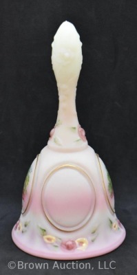 Fenton pink satin bell, landscape scene in medallion - 2