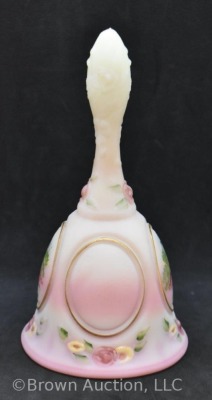 Fenton pink satin bell, landscape scene in medallion - 4