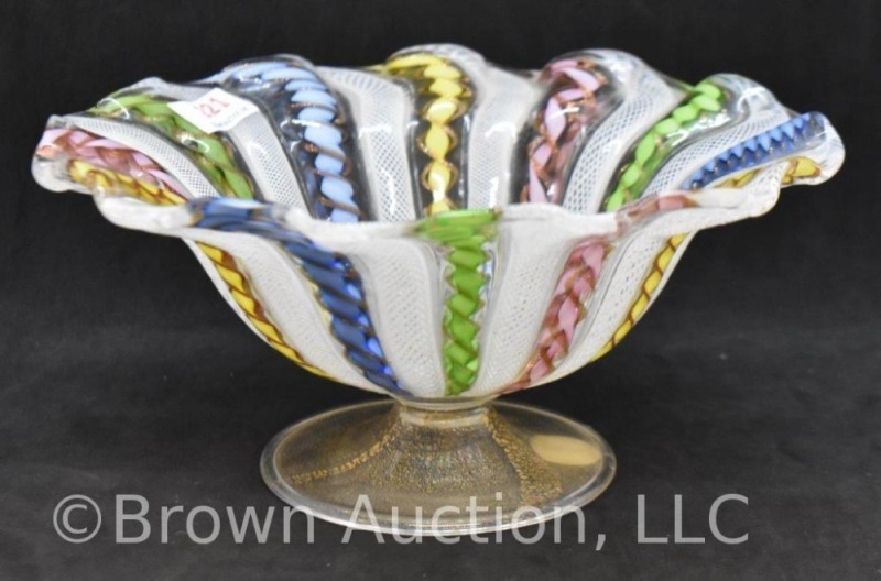 Murano hand blown glass compote