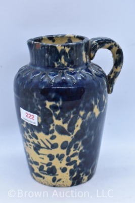 Blue Spongeware pottery pitcher, 6"t