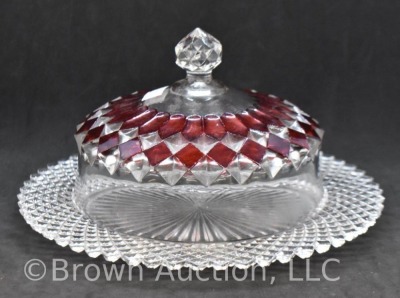 Ruby-stained 5"h cov. cheese dish - 2