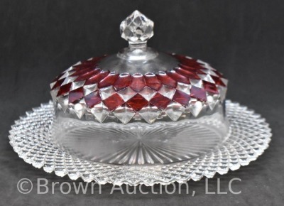 Ruby-stained 5"h cov. cheese dish - 3